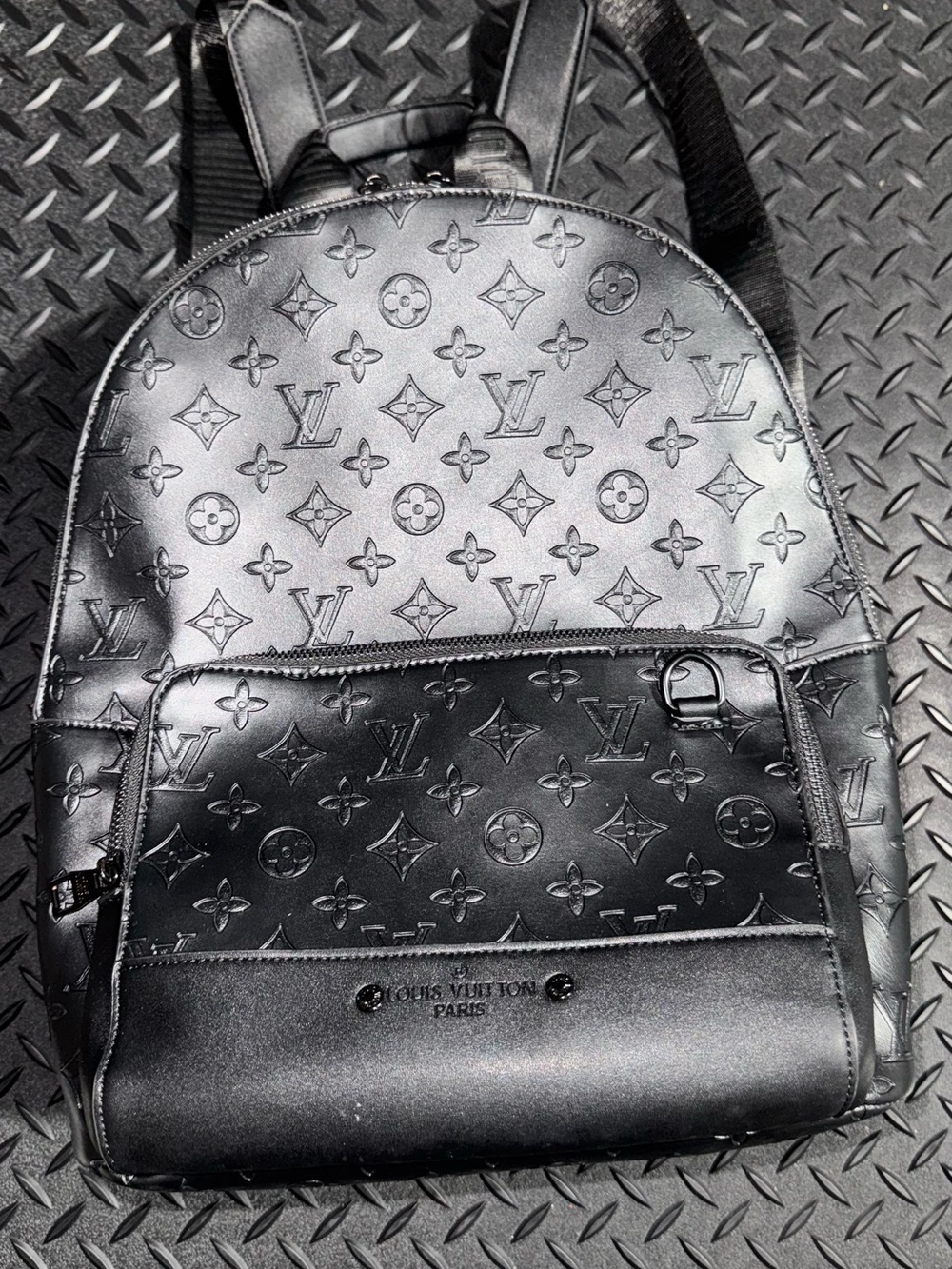 Louis Vuitton Black Monogram Embossed Leather Racer Backpack